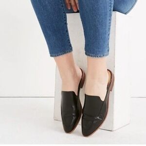 Madewell The Frances Skimmer Mule Leather Black Slip On Loafer Flat Shoe Women 8